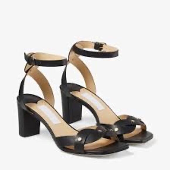 Jimmy Choo Drya 65 Black & Dark Brown Leather Sandals sz. 38.5 EU - Picture 2 of 14